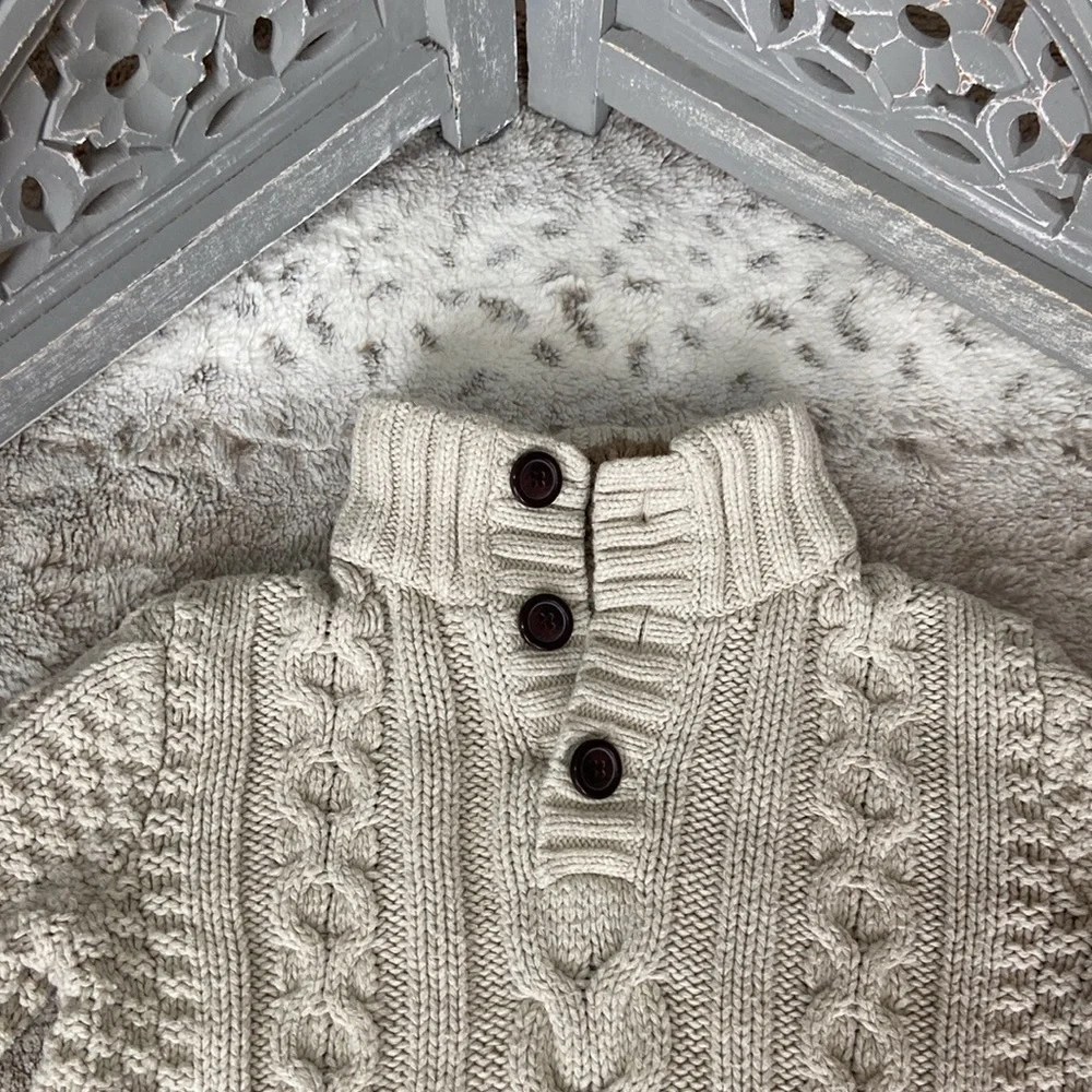 GAP Kids cream cable knit sweater boys XSmall faux fur preppy gorpcore classic